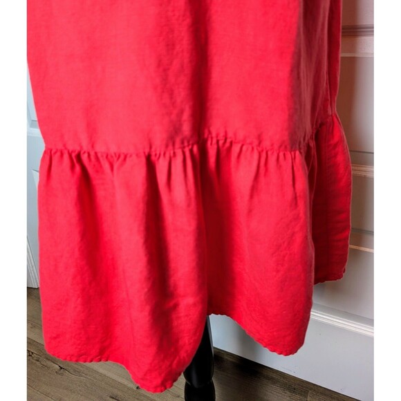Ann Taylor Loft Size M Dress Linen Blend Square Neck Flounce Flowy Boho - Picture 3 of 9